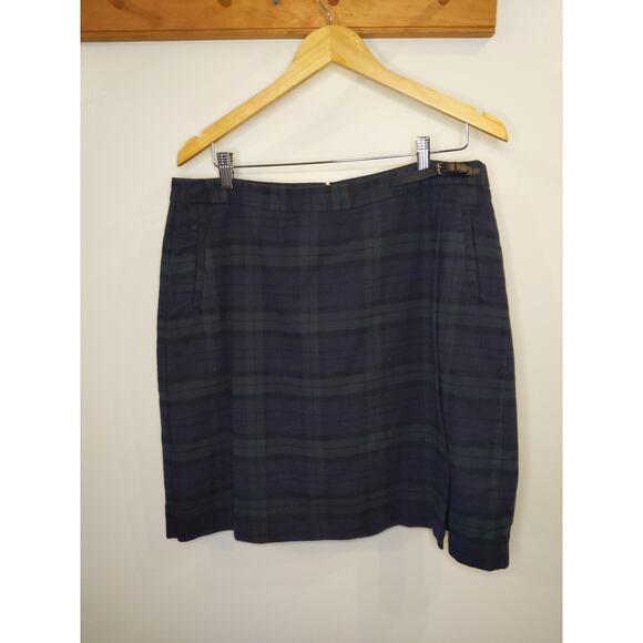 L.L. Bean Dresses & Skirts - L.L.Bean Women's 16 Navy Blackwatch Plaid Wool Skirt Classic Fit